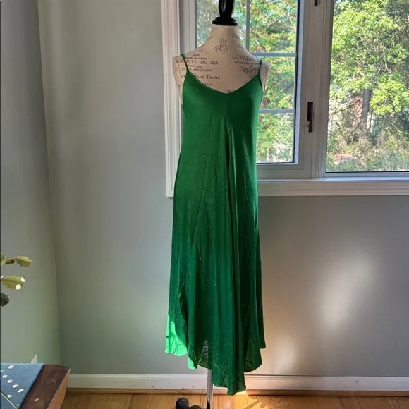 L’Agence Serita emerald green silky maxi slip dress size Small - Picture 3 of 8